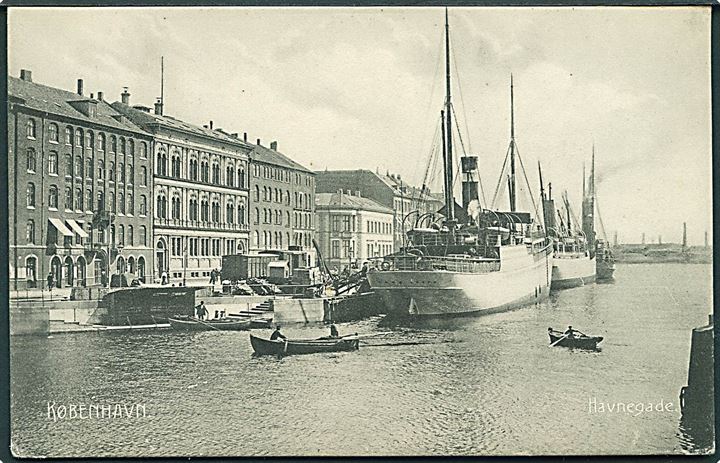 Havnegade i København med skibe. Stenders no. 3755.