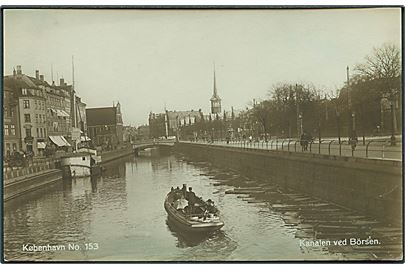 Kanalen ved Børsen, København. Paul Heckscher no. 153. Fotokort. 