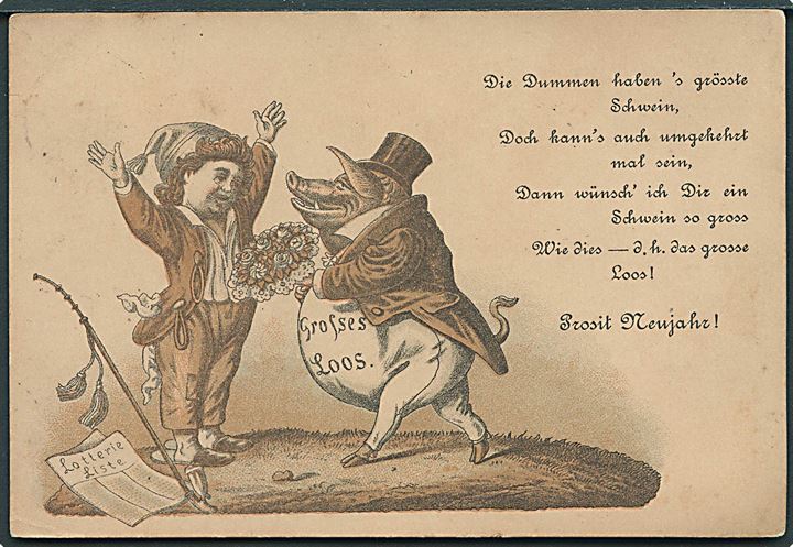 “Grosses Loos”, nytårskort anvendt i Solingen 1882. U/no. Kvalitet 8