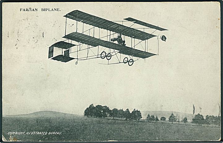 Blackpool Aviation Meeting 1909. Farman Biplane. A. P. Co. No. 106. Sendt underfrankeret til USA. Kvalitet 7