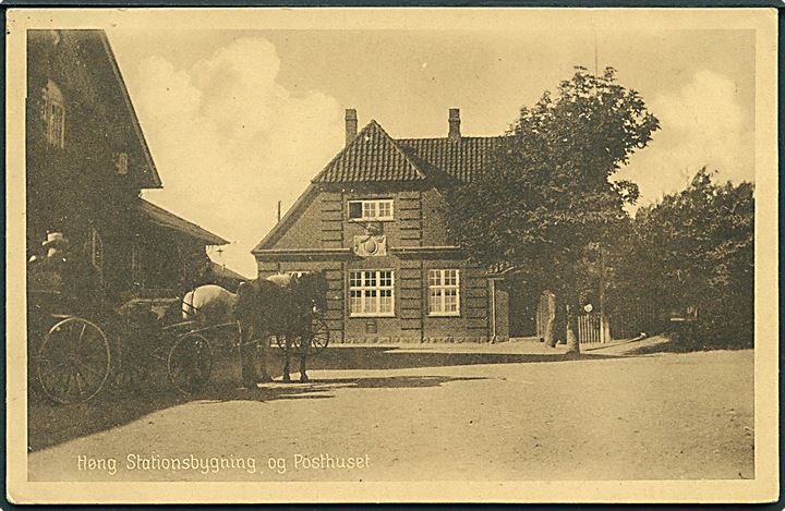 Høng. Stationsbygning og Posthuset. Stenders no. 56431. Stemplet Høng-Tølløse. Kvalitet 8