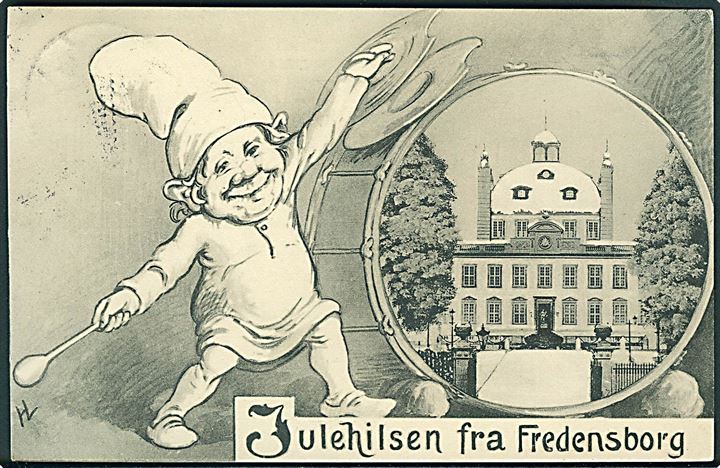 Fredensborg, “Julehilsen fra” tegnet af Henrik Larsen.  U/no.  Kvalitet 8