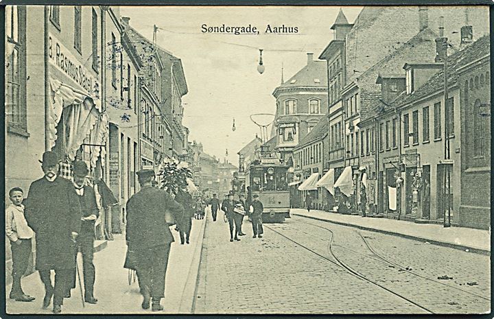 Aarhus, Søndergade med sporvogn nr. 14. Wm. Rohweder u/no. Kvalitet 8
