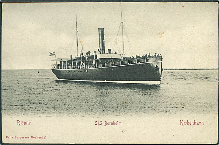 “Bornholm”, S/S, Dampskibsselskabet af 1866 indsat på rute Rønne - København 1899-1924. F. Sørensen u/no. Kvalitet 7