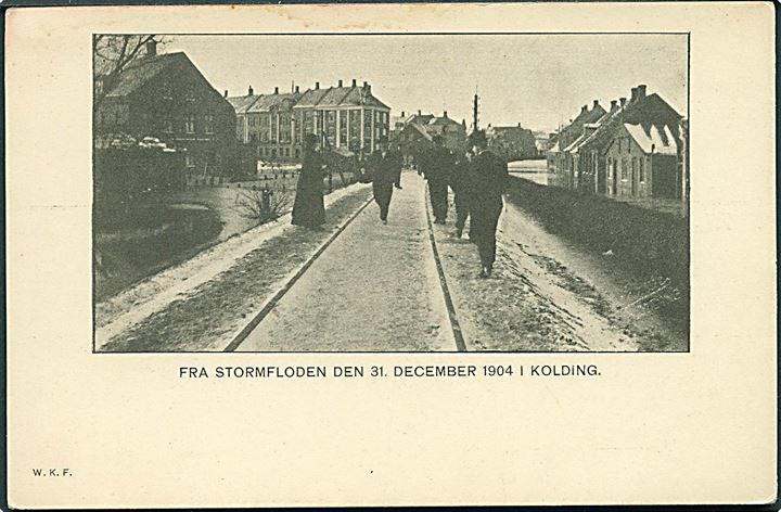 Kolding, stormfloden d. 31 december 1904. W.K.F. u/no. Kvalitet 7