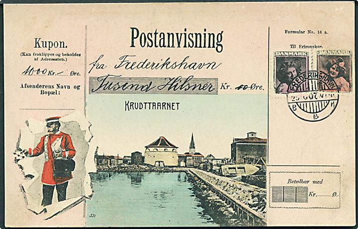 Frederikshavn, postanvisning med krudttaarnet. Jepsen no. 551. Kvalitet 7