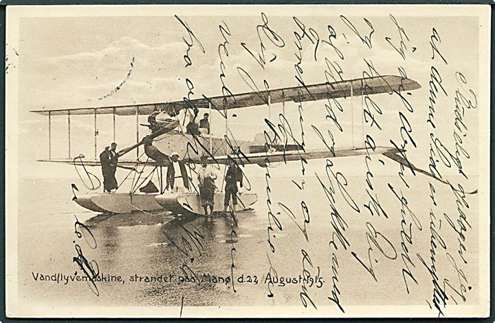 Strandet tysk vandflyver på Manø d. 22.8.1915. Esbjerg Papirforsyning no. 39485. Kvalitet 6