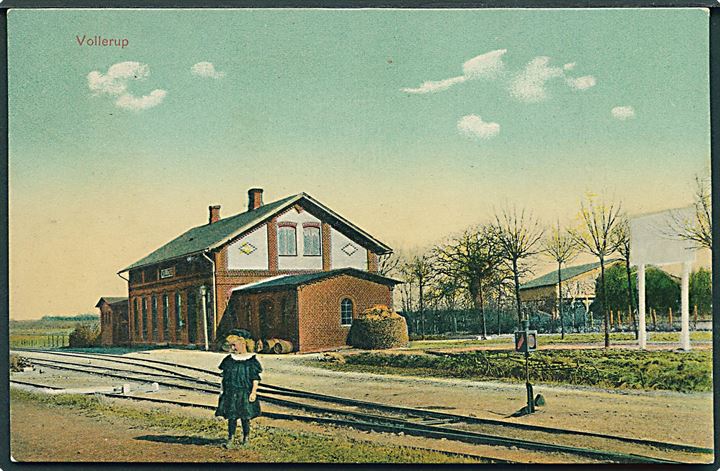 Vollerup station. U/no. Frankeret med 5 pfg. Germania stemplet Sonderburg - Schauby Zug 16. Kvalitet 8