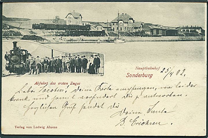 Sønderborg, Statsbanegården med det første tog 1902. L. Ahrens u/no. Kvalitet 7