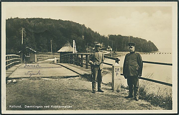 Kollund, Dæmningen ved Kobbermølle med grænsevagter. Th. Thomsen u/no. Kvalitet 8