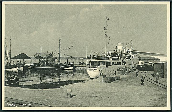 Neksø, havneparti med S/S “Nordbornholm”. Stenders no. 620 Kvalitet 9