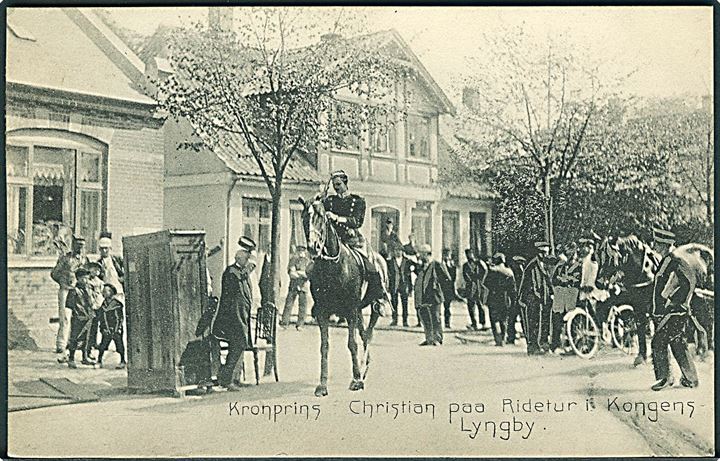 Lyngby, Kronprins Christian på ridetur. Stenders no. 5731. Kvalitet 9