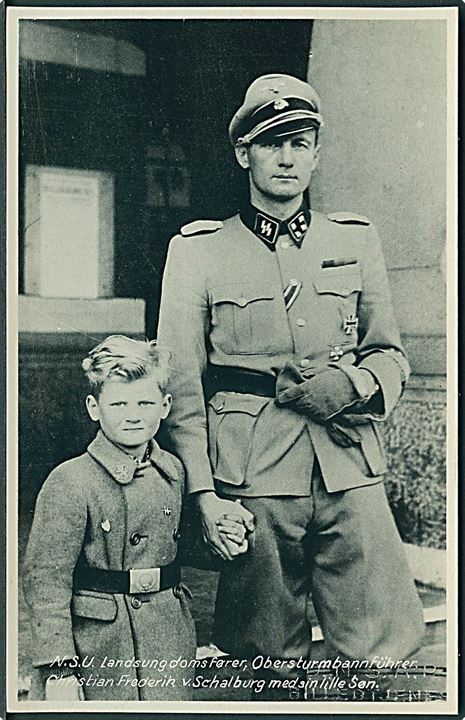 DNSAP. v. Schalburg, Obersturmbannführer med sin søn. DNSAP’s Forlag no. 90831. Kvalitet 9