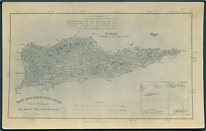 D.V.I., St. Croix, landkort. Fotograf A. Lauridsen U/no. Kvalitet 7