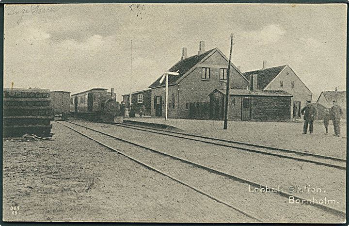 Lobbæk, jernbanestation med damptog. Fritz Sørensen u/no. Kvalitet 8
