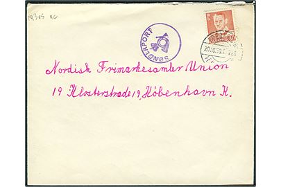 30 øre Fr. IX på brev annulleret med bureaustempel Fredericia - Vejle - Struer T.728 d. 20.10.1959 og sidestemplet med posthornstempel SØNDERPORT til København.