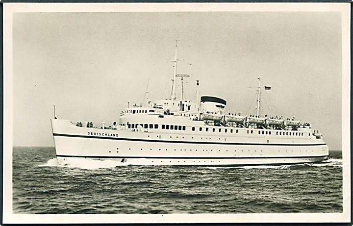 20 pfg. på brevkort (Færgen Deutschland) annulleret med håndrulle skibsstempel Fährschiff Deutschland Grossenbrode - Gedser d. 30.7.1962 til Vihti, Tyskland.