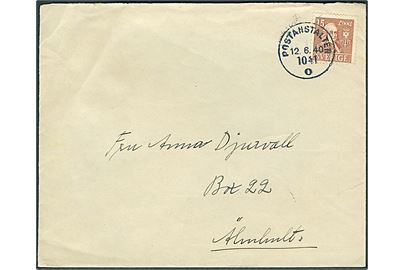 15 öre Linné single på brev annulleret Postanstalten 1041 O (= Revingehed) til Älmhult.