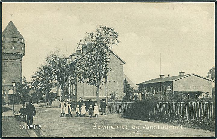Seminariet og Vandtaarnet i Odense. Stenders no. 856. (Fugtskade på adressesiden). 