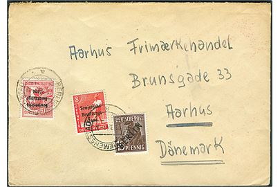 Berlin 15 pfg. provisorium og SBZ 8 pfg. og 30 pfg. Provisorium på blandingsfrankeret brev fra Berlin-Siemensstadt d. 21.9.1948 til Aarhus, Danmark.