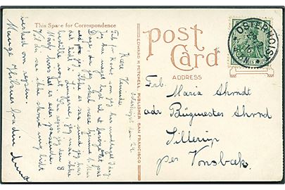 5 pfg. Germania på brevkort stemplet Osterhoist d. 29.2.1916 (Skuddag) til Sillerup pr. Vonsbæk.