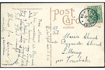 5 pfg. Germania på brevkort stemplet Osterhoist d. 6.3.1916 til Sillerup pr. Vonsbæk.