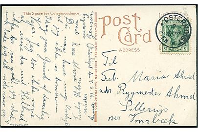 5 pfg. Germania på brevkort stemplet Osterhoist d. 9.3.1916 til Sillerup pr. Vonsbæk.