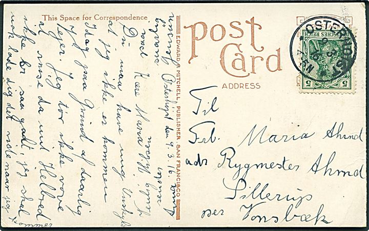 5 pfg. Germania på brevkort stemplet Osterhoist d. 9.3.1916 til Sillerup pr. Vonsbæk.