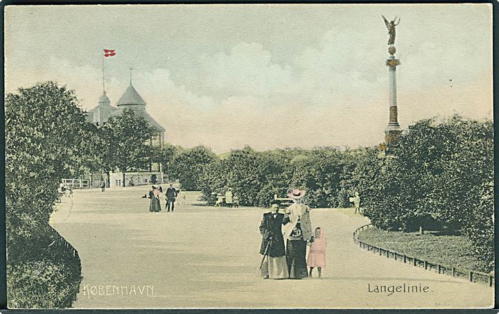 5 øre Fr. VIII på brevkort (Langelinie) annulleret med bureaustempel Kjøbenhavn - Dragør T.4 d. 5.9.1909 til Hornbæk.