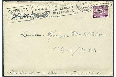 Violet feltpostmærke 1944 udg. på brev fra Helsinki d. 20.5.1944 til feltpostadresse: KpK 5/9482 = PM.Valv.Os.VI AK:n alatsto.
