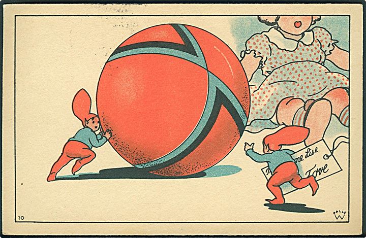 Palle Wennerwald: Nisser med stor rød bold. No. 10. 

