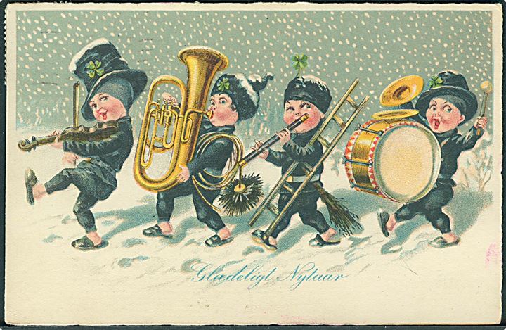 Glædeligt Nytaar. Børn spiller musik. Anvendt 24 Dec. 1936. S. S. W. B. no. 9831. 