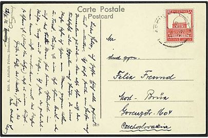 8 mills brevkort fra Affule 1936 til Brüx, Tjekkoslovakiet.