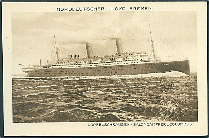 Doppelschrauben - Salondampfer Columbus. Norddeutscher Lloyd, Bremen. U/no. 