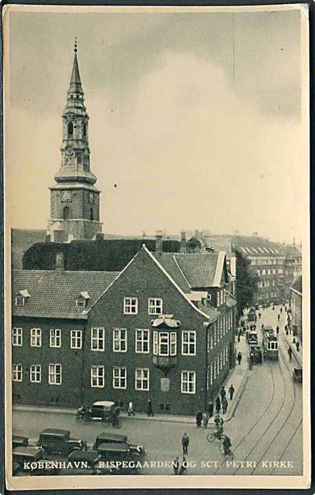 Bispegaarden og Sankt Petri Kirke i København. J. Chr. Olsen no. 955.