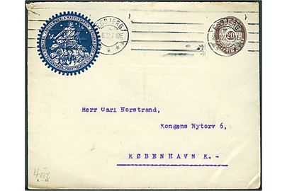 20 øre helsagskuvert (fabr. K-33) med firmatiltryk fra Esbjerg Jernstøberi & Maskinfabrik d. 4.8.1922 til København.