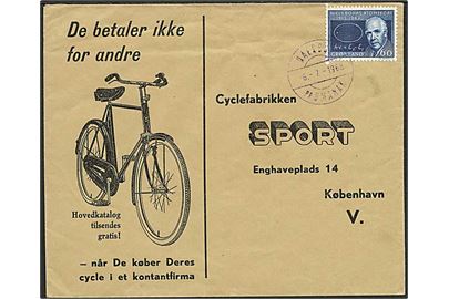 60 øre Niels Bohr på Cykel kuvert annulleret med violet pr.stempel Qaersut pr. Umanak d. 6.7.1968 til København, Danmark.