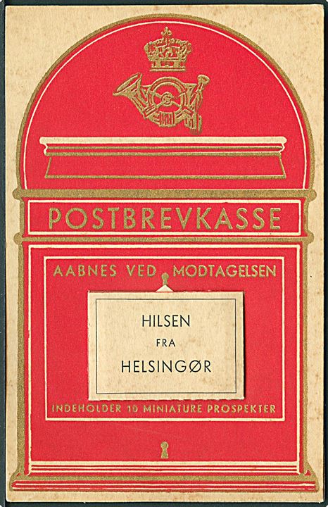 Postbrevkasse: Hilsen fra Helsingør. Indeholder 10 miniature prospekter. Stenders, Serie 2. 