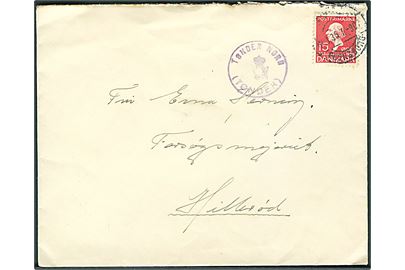 15 øre H.C.Andersen på brev annulleret med bureaustempel Fredericia - Flensborg T.907 d. 31.1.1936 og sidestemplet med posthornstempel TØNDER NORD (TØNDER) til Hillerød.