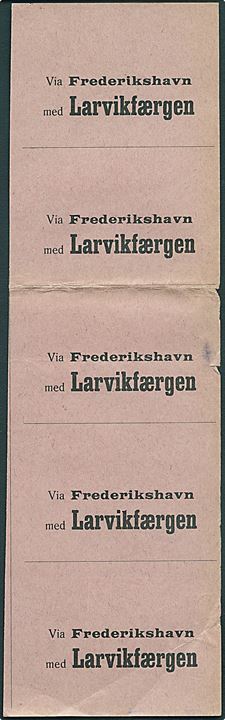 Godsvignetter: Via Frederikshavn med Larvikfærgen i ubrugt lodret 5-stribe.
