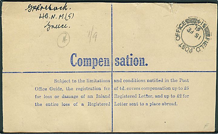 4d George VI anbefalet helsagskuvert opfrankeret med 2½d George VI stemplet Field Post Office 514 (= Athen, Grækenland) d. 15.2.1951 til Manchester, England. Fra British Military Mission (Greece). Åbnet på 3 sider.