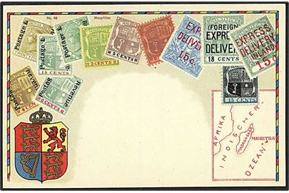 Frimærkepostkort med mærker fra Mauritius. No. 89.