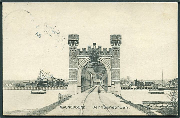 Masnedsund med Jernbanebroen. Frederik Thune no. 2797. 