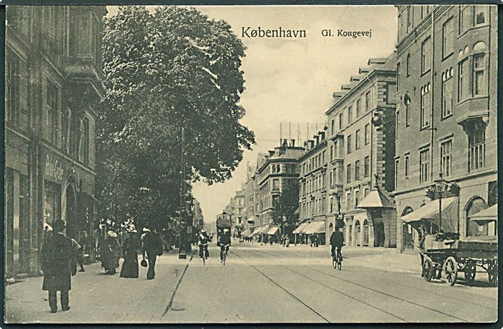 Gl. Kongevej med sporvogn, København. Budtz Müller & Co's Kunstforlag no. 629. (Har været opklæbet). 