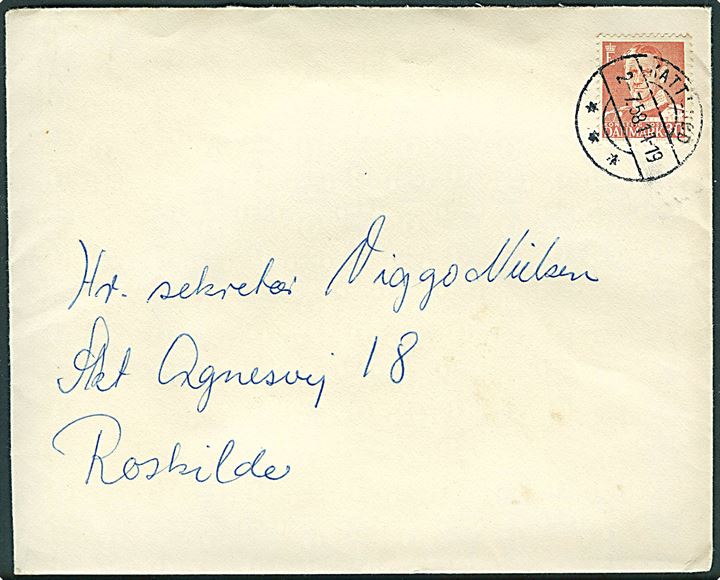 30 øre Fr. IX på brev annulleret med brotype IIc Katterød d. 2.7.1958 til Roskilde.
