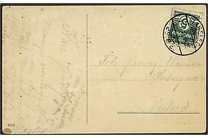 5 øre Bølgelinie på brevkort annulleret med brotype Ia stempel Slagelse JB.P.E. d. 1.11.1913 til Næstved.