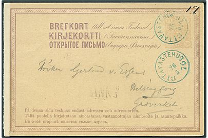 10 pen. helsagsbrevkort fra Tavastehus d. 26.5.1876 til Helsingfors.