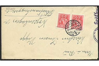 20 f. i parstykke på brev fra Budapest fra 31.12.1940 til København, Danmark. Åbnet af tysk censur i Wien.