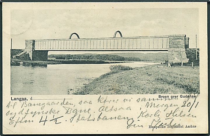 Broen over Gudenaa ved Langaa. Hempelske Boghandel u/no. 