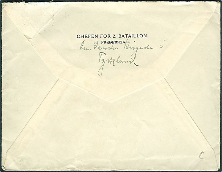 20 øre I.C.Jacobsen på brev stemplet Den danske Brigade / 1 / * i Tyskland * d. 21.9.1948 til Faaborg.